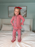 Red and White Stripes Girl's 2 Piece Loungewear