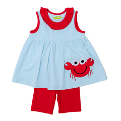 Applique Crab Girl's Short Set -38S23