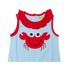 Applique Crab Girl's Romper Set -39S23