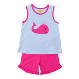 Applique Whale Girl's Short Set - 42S23