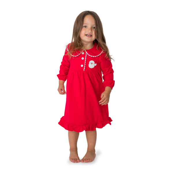 Santa Applique Christmas Girl's Gown