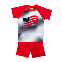 Applique American Flag Boy's Short Set - 61S23